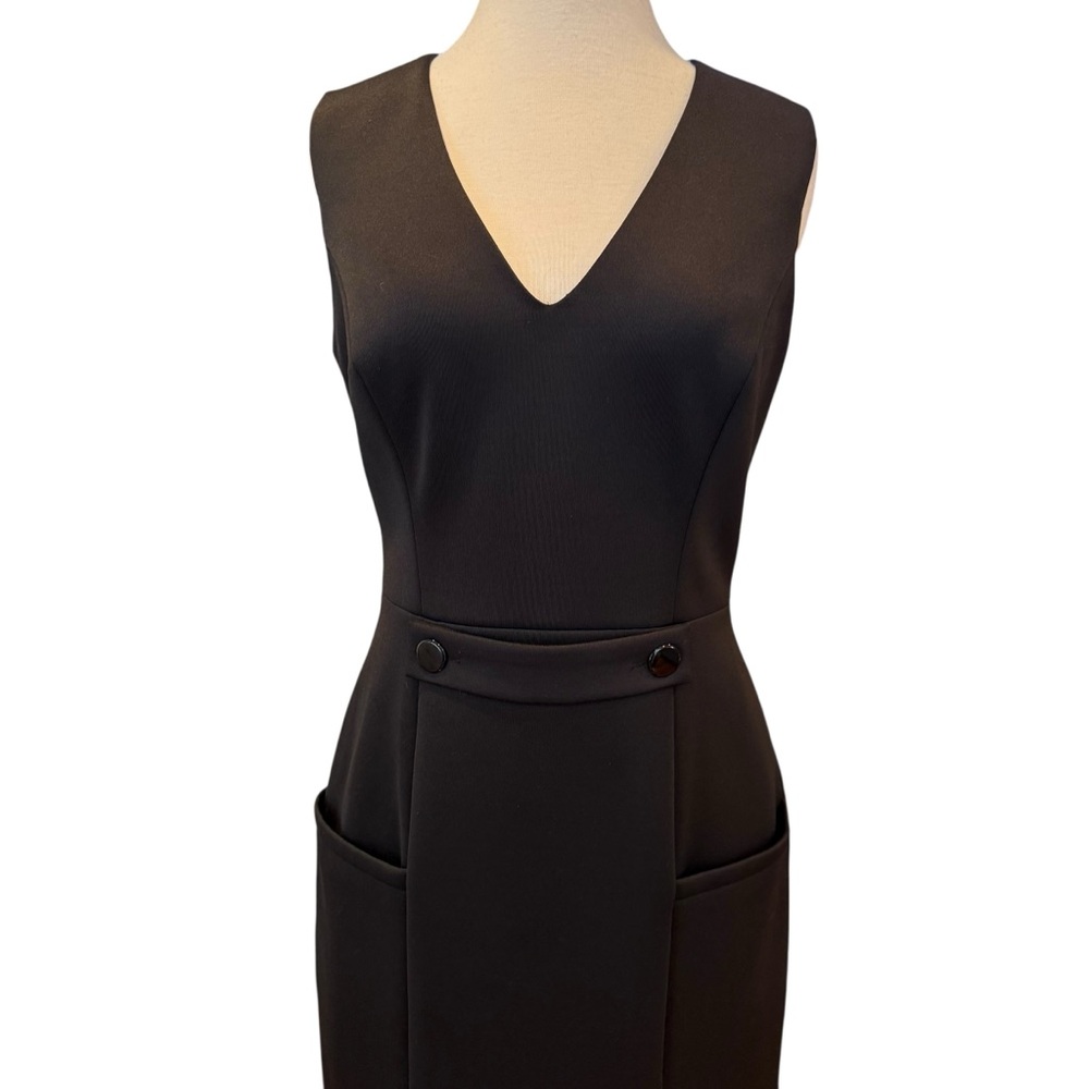 Etcetera Black V-Neck Sleeveless Sheath Dress with Pockets Size 6 - Picture 4 of 10